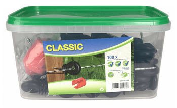 Izolator okrągły, z zatopionym trzpieniem wygiętym, 100 szt, z wkrętakiem, Kerbl