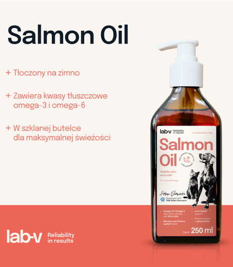Olej z Łososia 100% - Dla Psa i Kota w Każdym Wieku - Lab-V - 250 ml