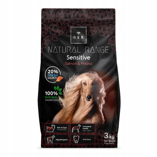 Karma dla dorosłych psów Rex Natural Range Sensitive Salmon & Potato 3kg