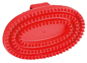 Zgrzebło dla konia, gumowe, czerwony, 15 cm, Covalliero