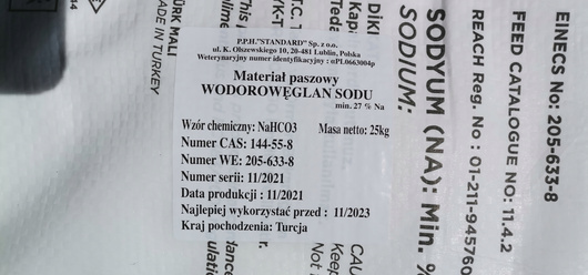 Kwaśny węglan sodu, wodorowęglan, Paszowy - 25kg