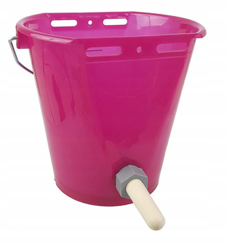 Wiadro do pojenia cieląt z zaworem i smoczkiem gumowym, 8 l, transparentne, różowe, Canagri