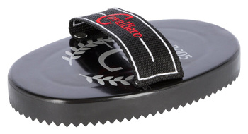 Zgrzebło dla konia z logo, ze szlufką, czarny, 16 cm, Covalliero