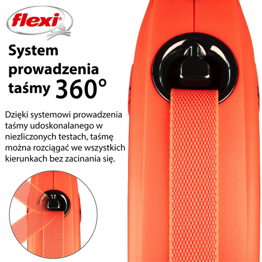 Smycz dla psa Flexi Xtreme, taśma, pomarańczowa, roz. XS, 3 m, 15 kg