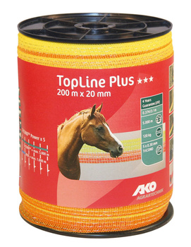 Taśma ogrodzeniowa TOP LINE PLUS Tricond, 200 m x 20 mm, żółto-pomarańczowa, AKO