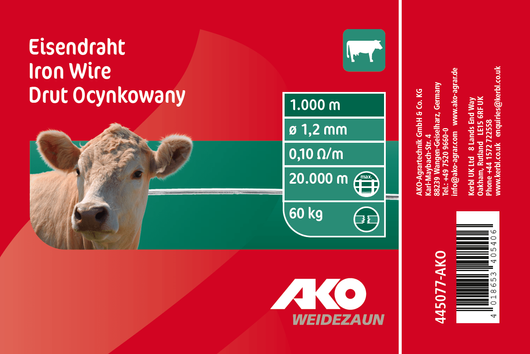 Drut ocynkowany do ogrodzeń elektrycznych, mała szpula, 1,2 mm, 1000 m, AKO