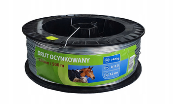 Drut ocynkowany do ogrodzeń elektrycznych dla koni i bydła, 2,0 mm, 500 m, Canagri