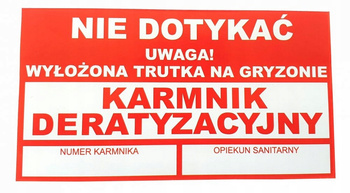 Naklejka ostrzegawcza ,,Karmnik deratyzacyjny'' 110 x 60, Canagri