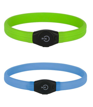 Obroża świecąca dla psa, na długą sierść, 25 mm, różne kolory (zielona/niebieska), Kerbl