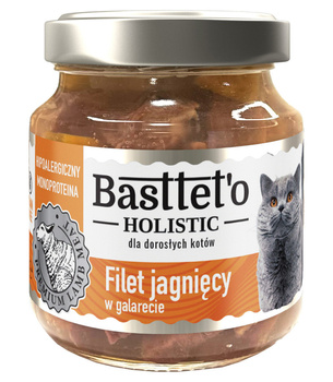 Karma dla kotów Basttet'o Holistic filet jagnięcy w galarecie 130g Słoik