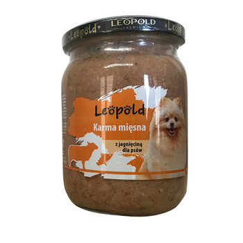 Karma mięsna z jagnięciną dla psów Leopold 500g Słoik